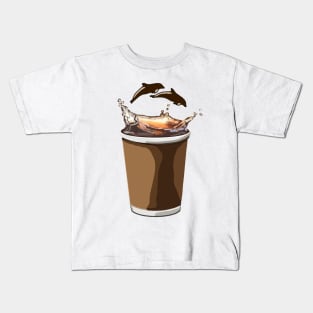 Cup of Coffee Dolphins Kids T-Shirt